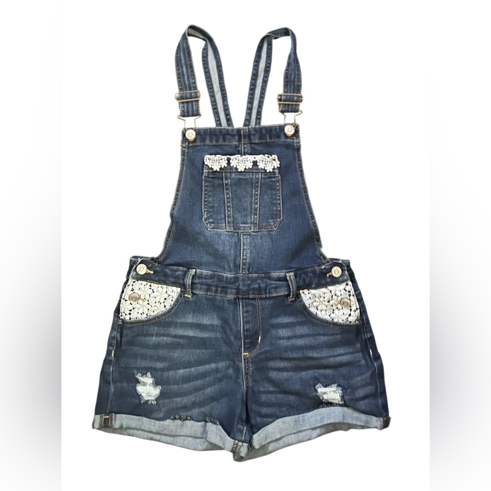 JORDACHE Dark Denim Blue Jean shorts Overalls